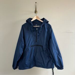GAP Navy Blue Raincoat Quarter Zip with Hood- M